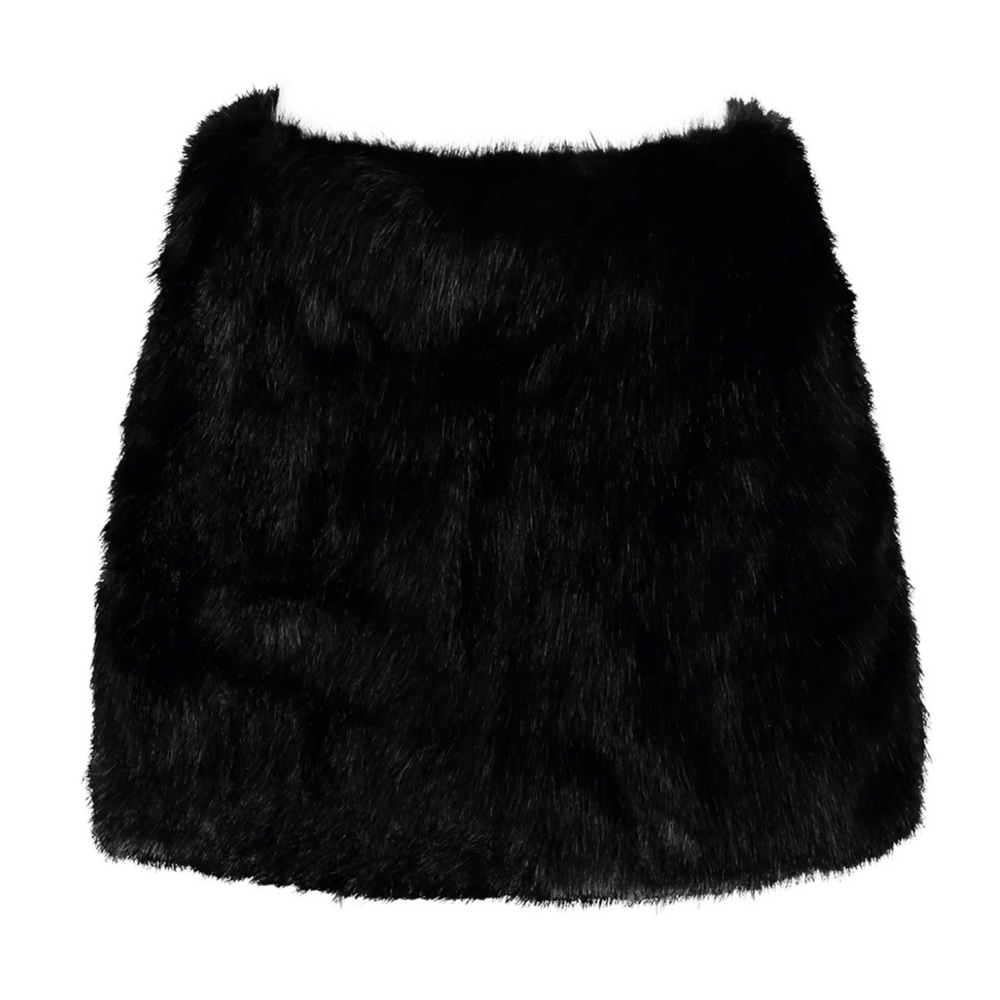 Black Faux Fur Mini Skirt